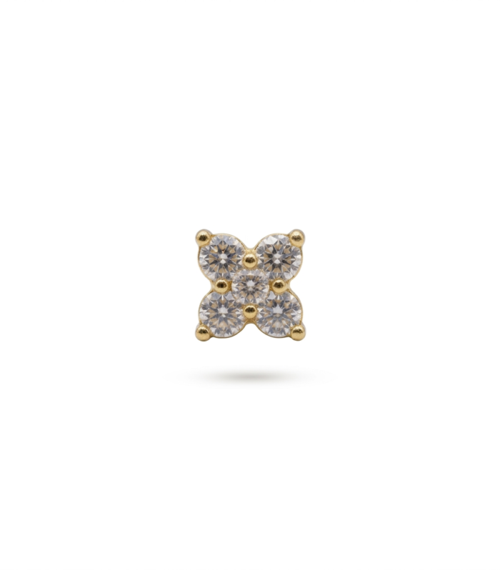 Marquise Quad Clover Stud — Gold Plated