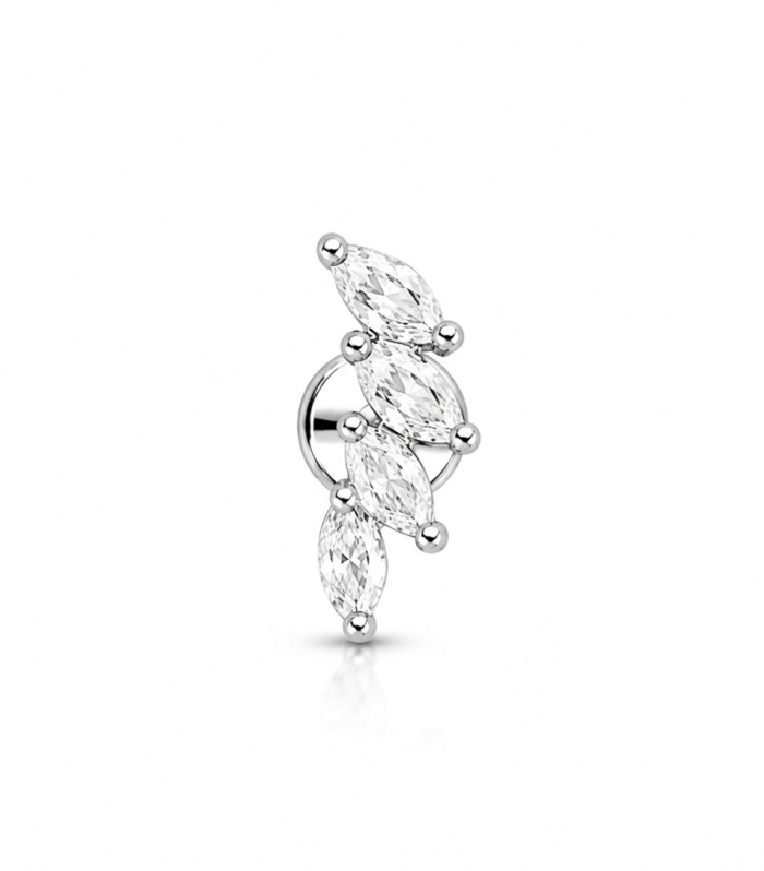 Marquise Leaf Climber Labret — Silver