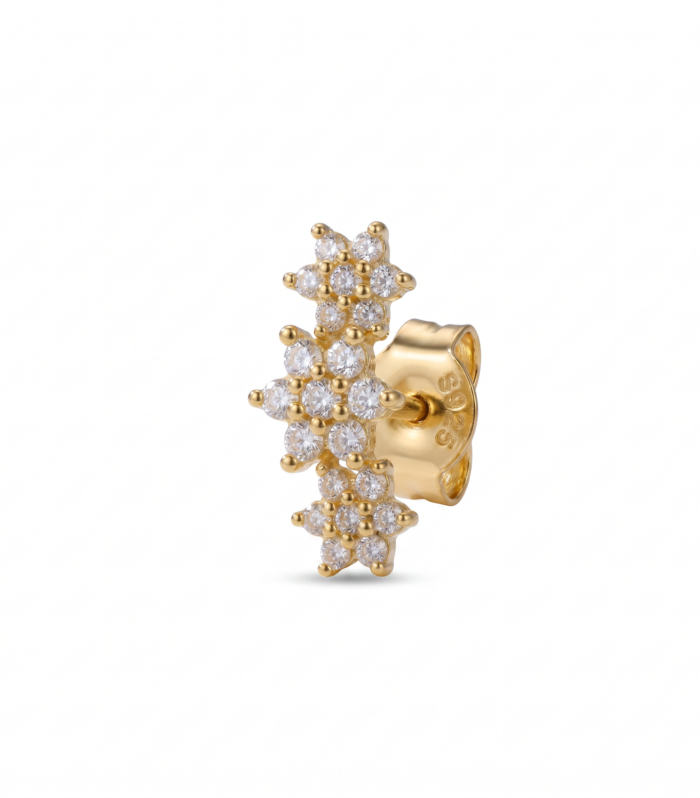 Triple Flower Climber Stud — Gold Plated