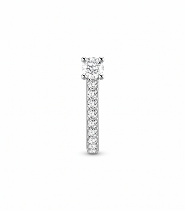 Pave Huggie Hoop (single row) — Silver