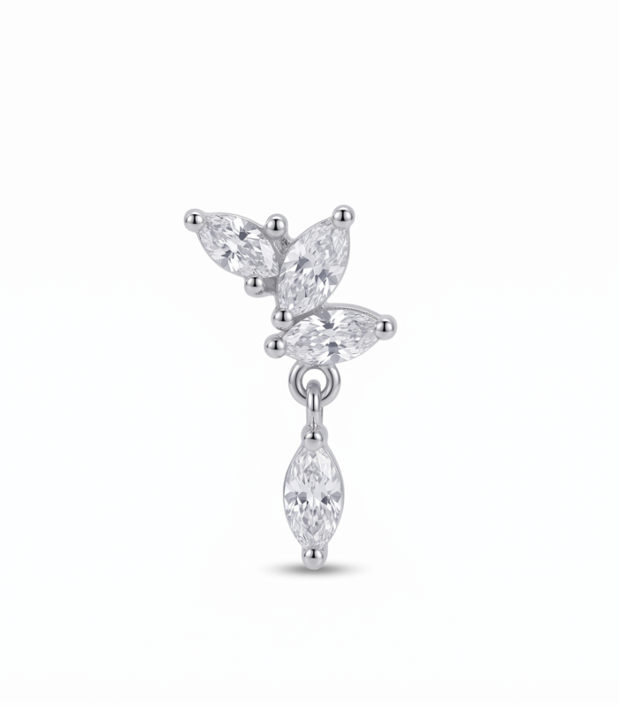 Marquise Double-Drop Earring — Silver