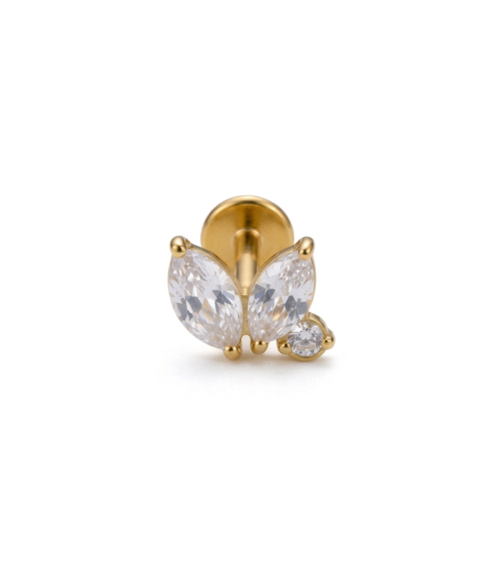 Marquise Duo Round Labret — Gold Plated
