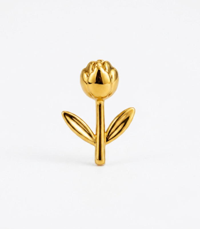 Tulip Flower Stud — Gold Plated