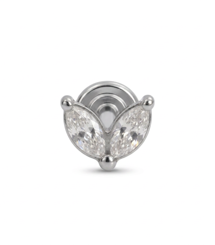 Marquise Duo Leaf Labret — Silver
