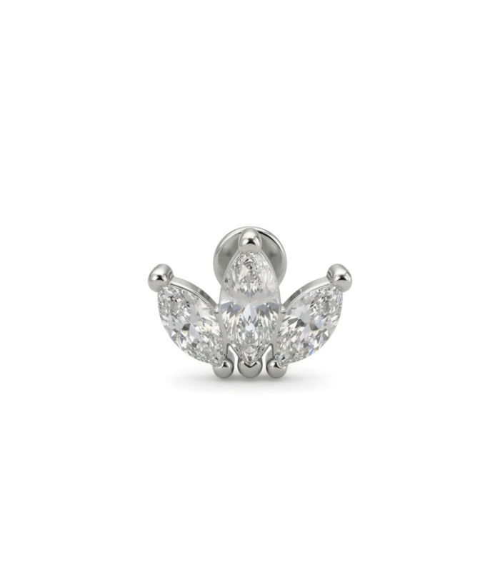 Marquise Lotus Crown Labret — Silver