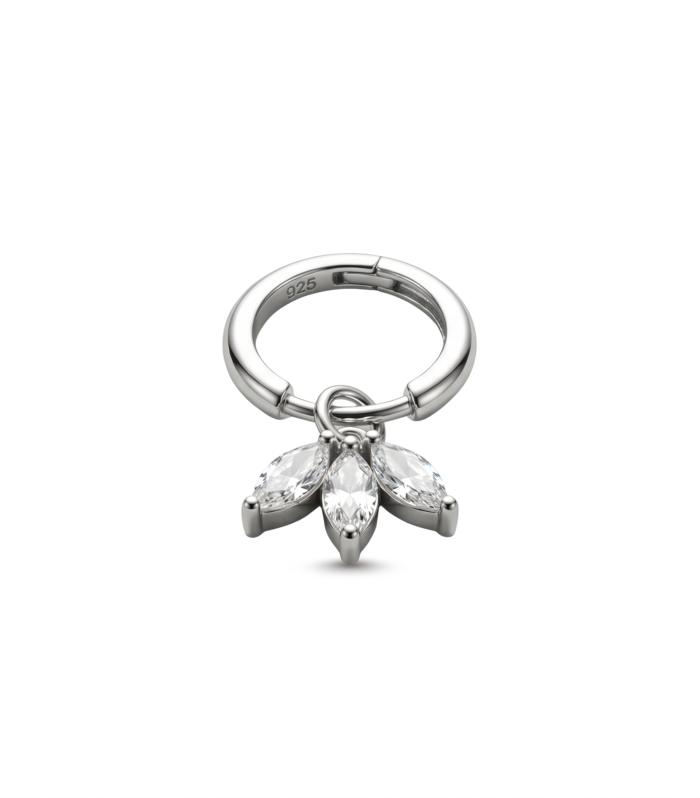 Marquise Trio Dangle Hoop — Silver