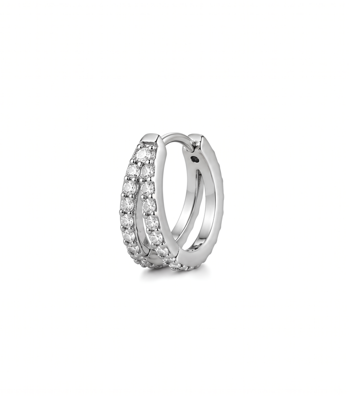 Double-Row Pave Hoop — Silver