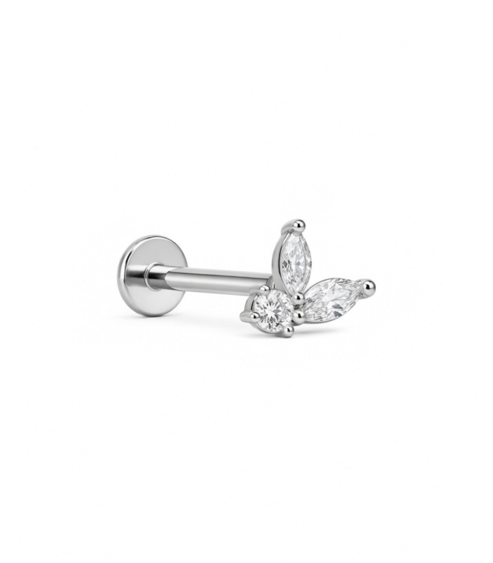 Marquise Crown Climber Labret — Silver