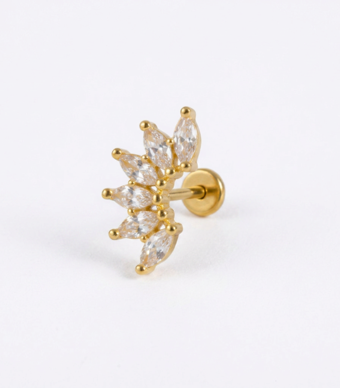Marquise Fan Crown Stud — Gold Plated