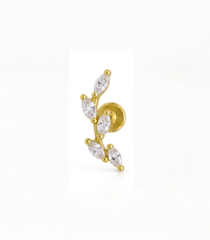 Vine Leaf Climber Labret — Gold Plated