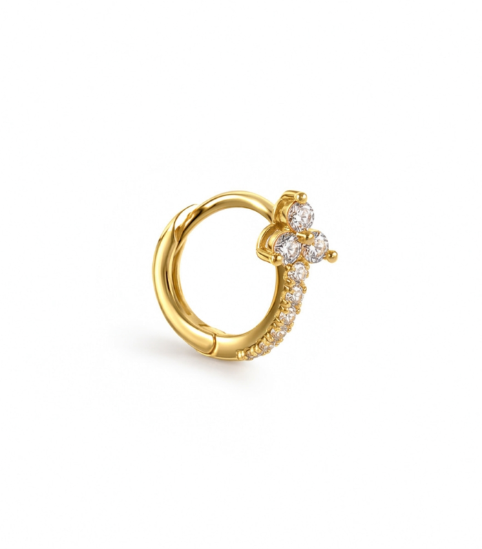 CZ Trio Huggie Hoop — Gold Plated