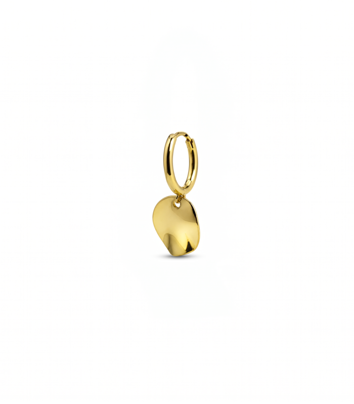 Wavy Disc Charm Hoop — Gold Plated