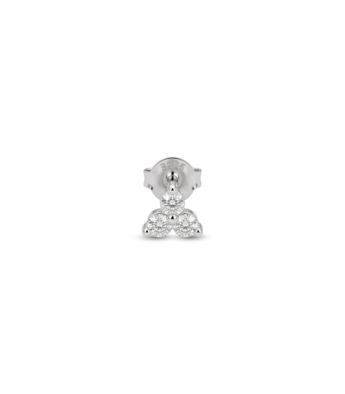 Round Trio Stud — Silver
