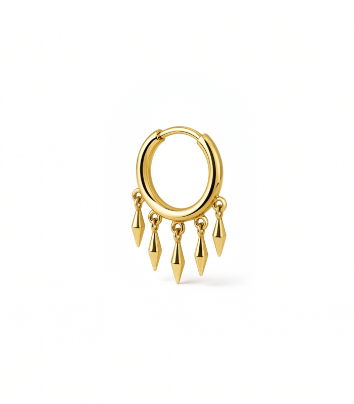 Spike Dangle Hoop — Gold Plated