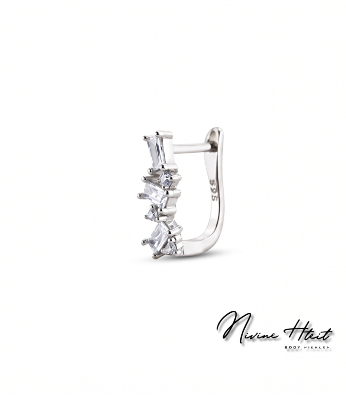 Baguette Huggie Hoop — Silver