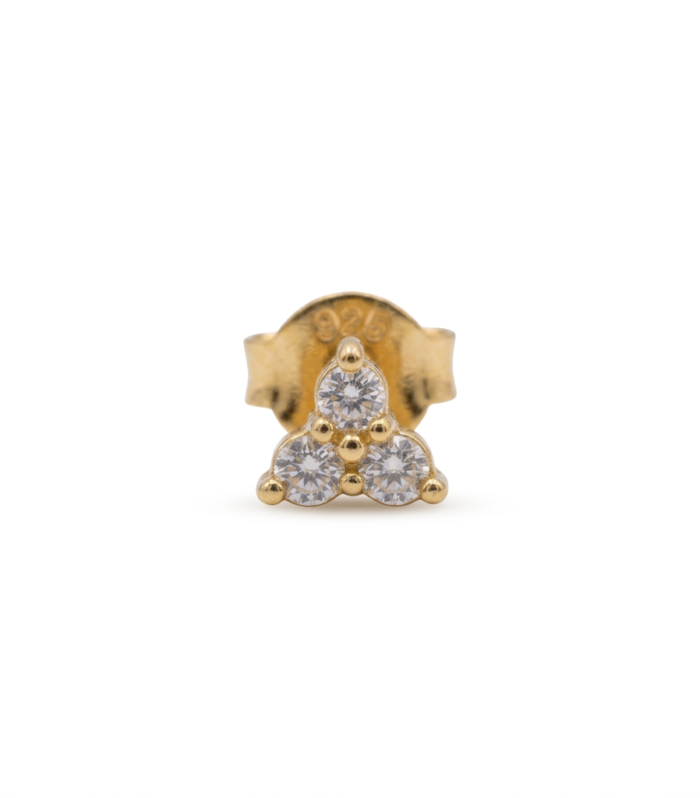 Round Trio Stud — Gold Plated