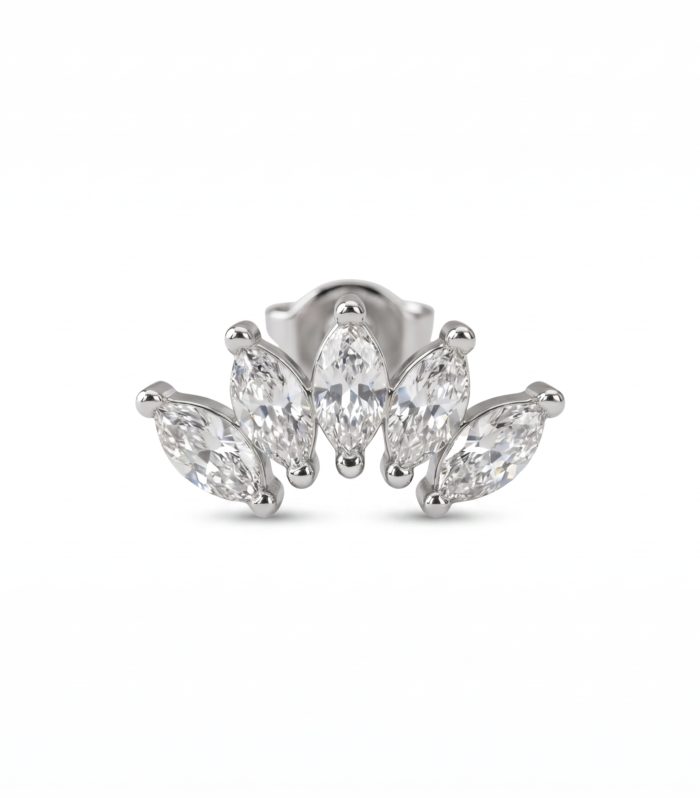 Marquise Crown Climber Stud — Silver