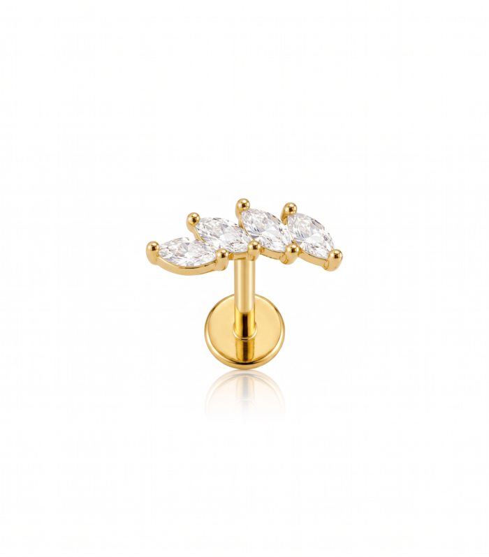 Marquise Leaf Climber Labret — Gold Plated