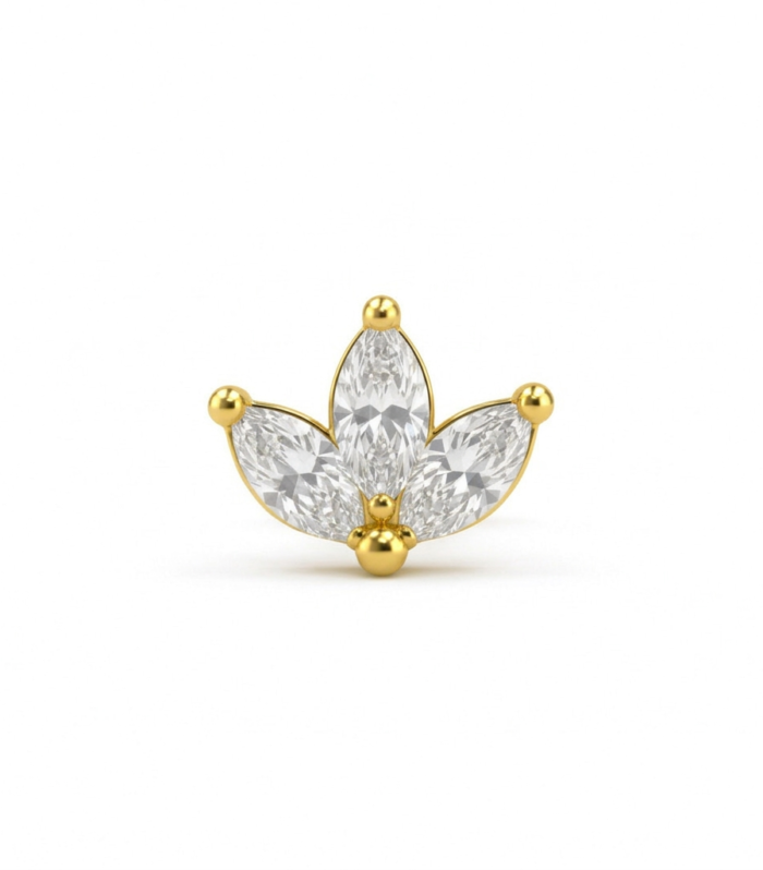 Marquise Lotus Flat-Back Labret — Gold Plated