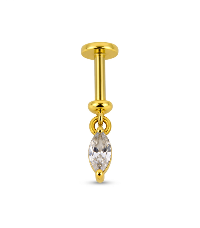 Single Marquise Dangle Labret — Gold Plated