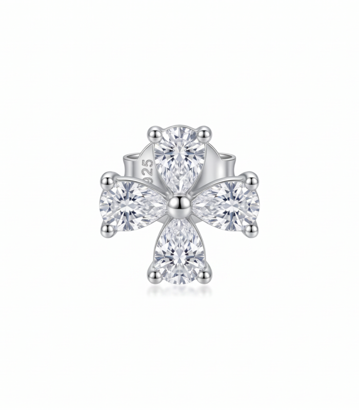 Four-Pear Clover Stud — Silver