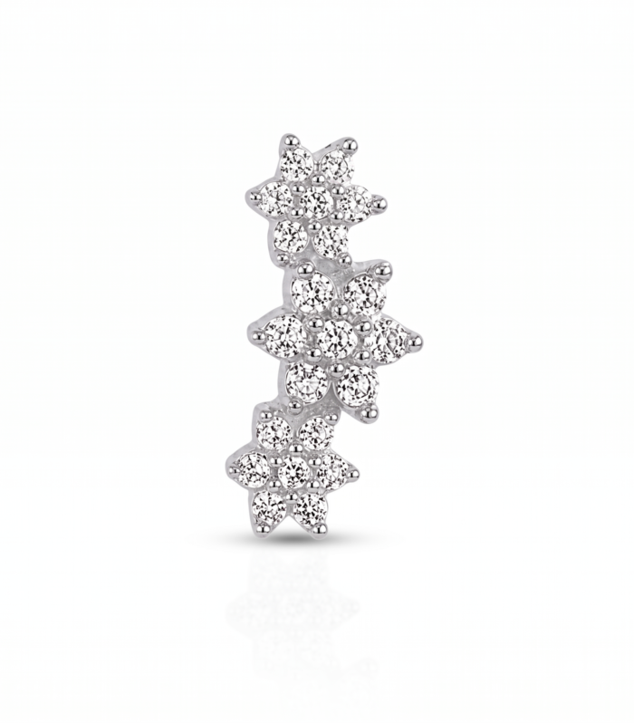 Triple Flower Climber Stud — Silver