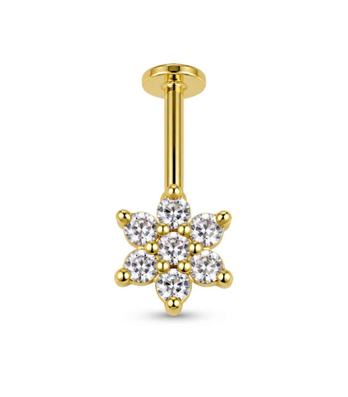 Seven-Stone Flower Labret — Gold Plated